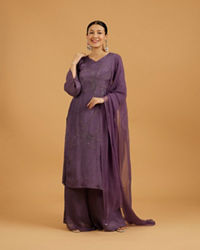 Mohey Women Exquisite Purple Stitched Suit