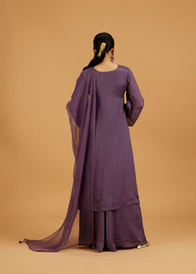 Mohey Women Exquisite Purple Stitched Suit image number 4