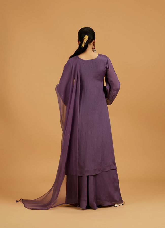 Mohey Women Exquisite Purple Stitched Suit image number 4