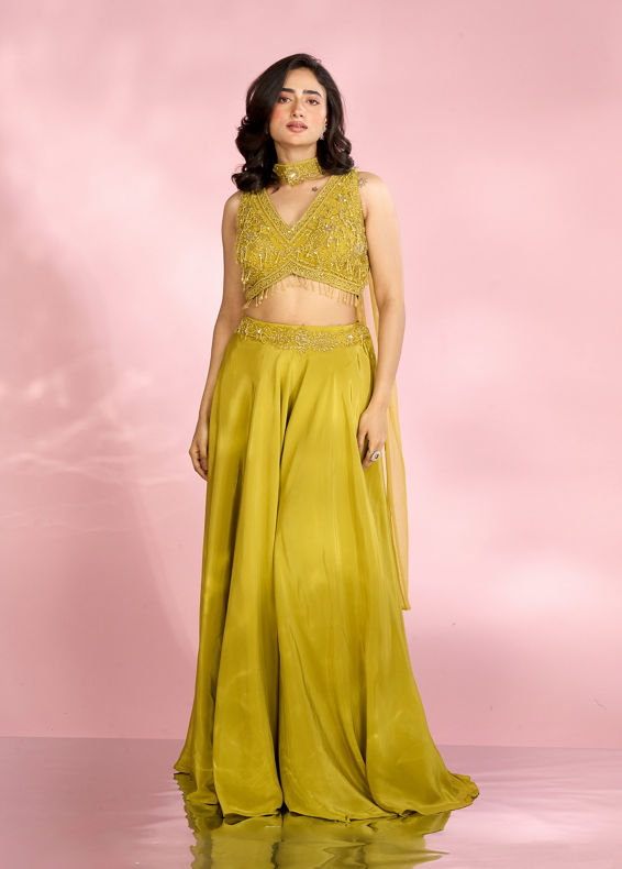 Mohey Women Emerald Enchantment Indo Western
