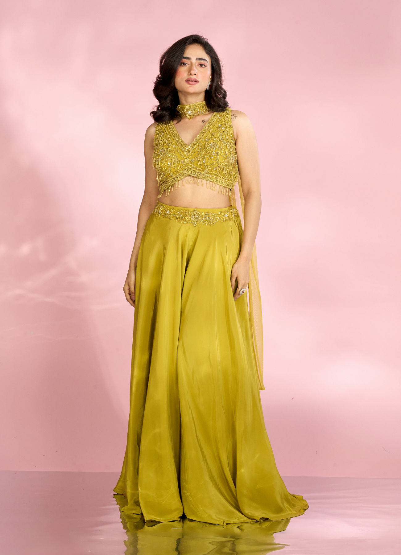 Mohey Women Emerald Enchantment Indo Western