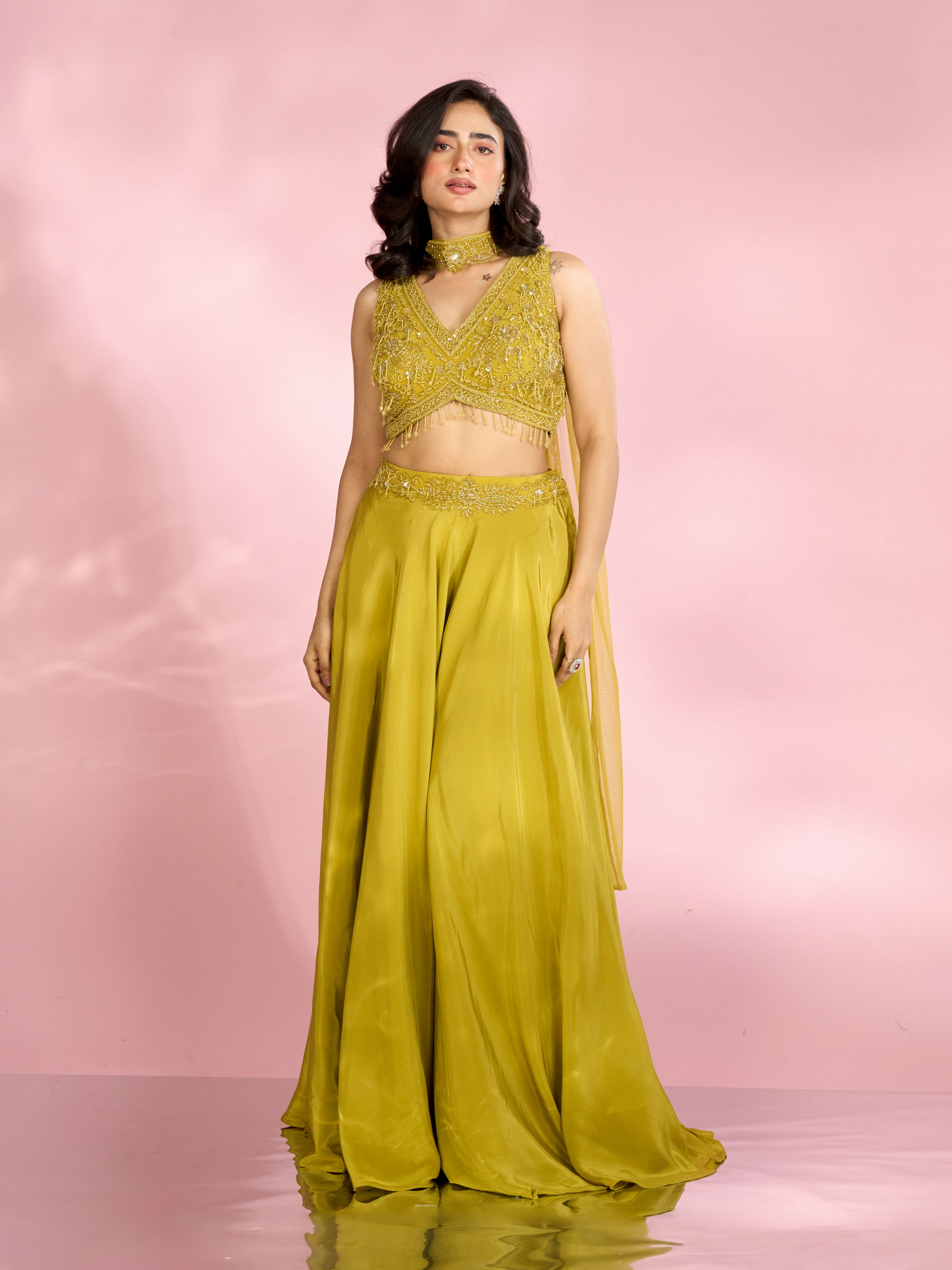 Mohey Women Emerald Enchantment Indo Western