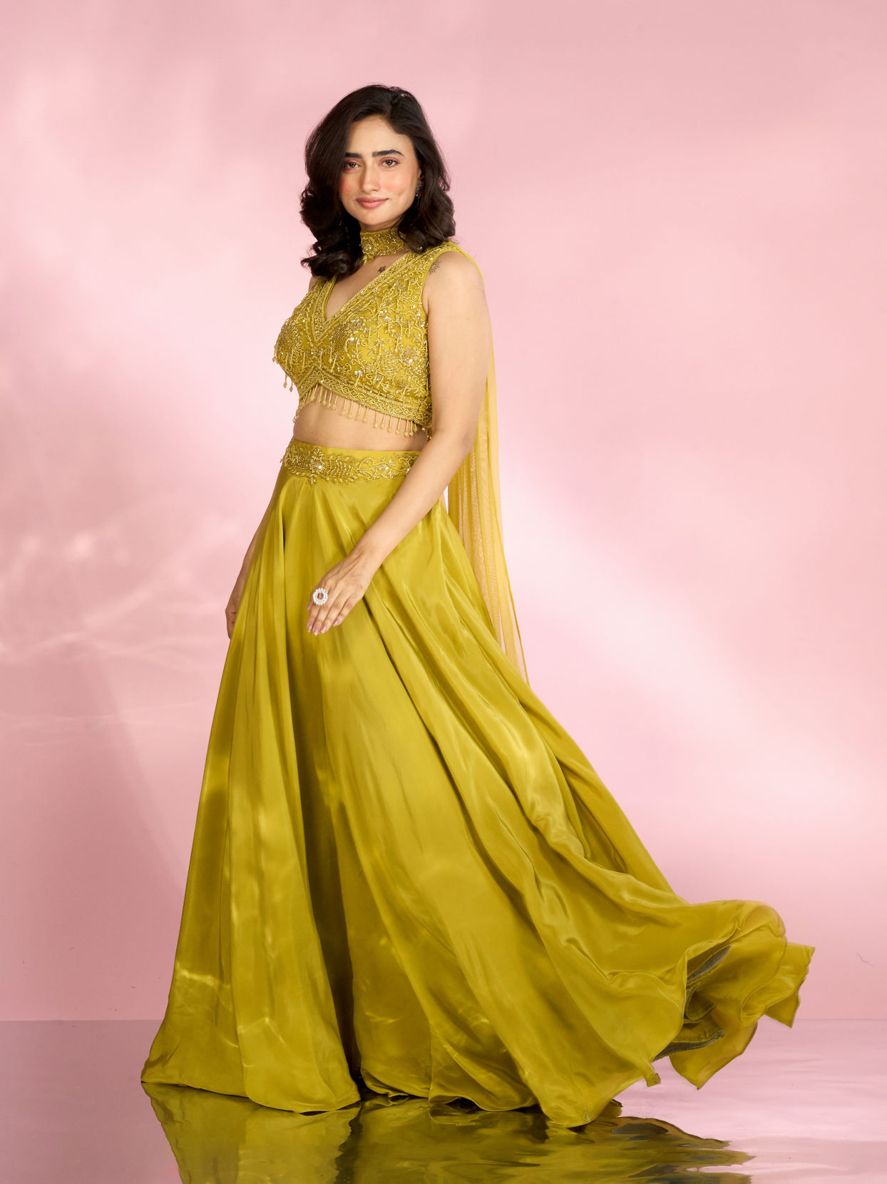 Mohey Women Emerald Enchantment Indo Western