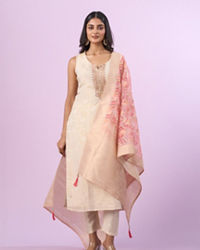 Mohey Women Elegant Cream Straight Suit Ensemble