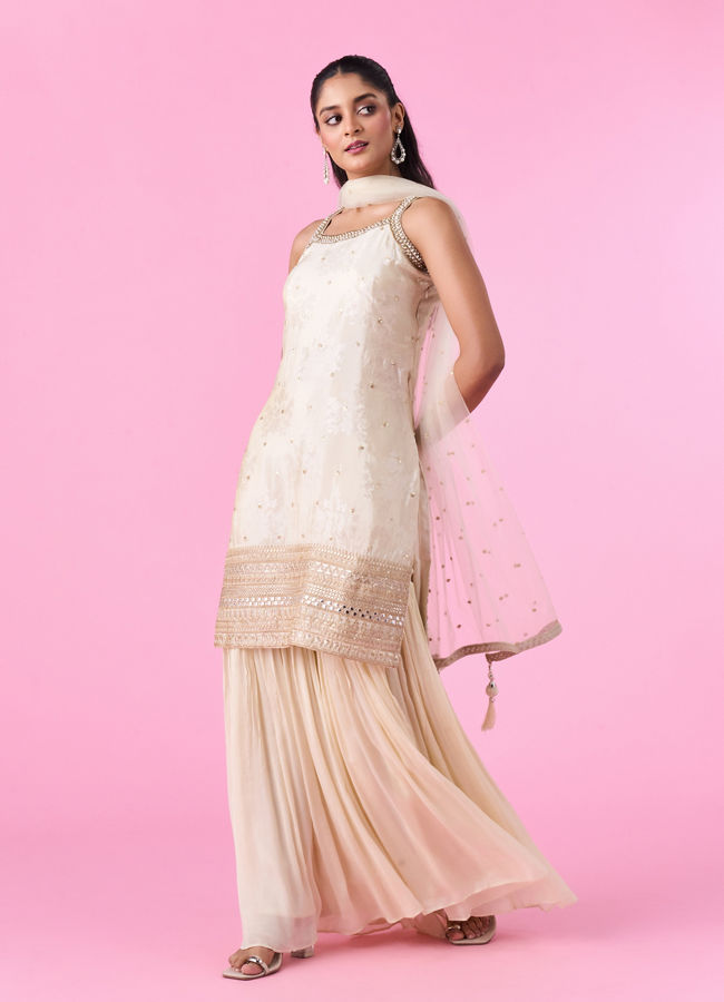 Mohey Women Cream Fantasy Sharara Suit