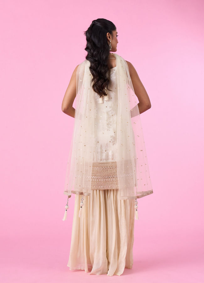 Mohey Women Cream Fantasy Sharara Suit