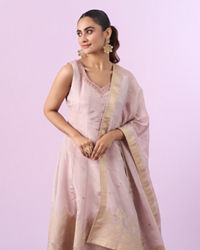 Mohey Women Pink Tissue Anarkali Suit