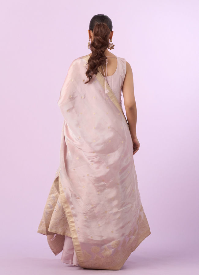 Mohey Women Pink Tissue Anarkali Suit