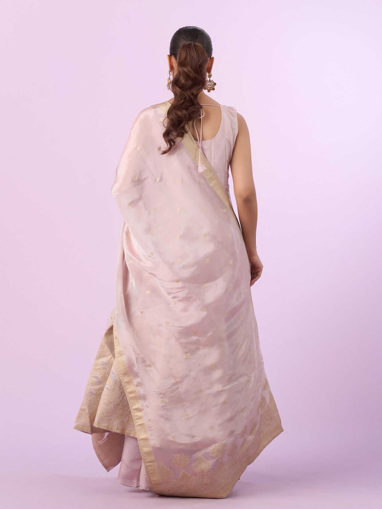 Mohey Women Pink Tissue Anarkali Suit