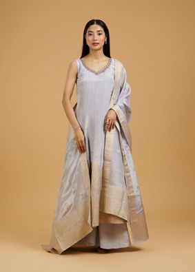 Mohey Women Lilac Tissue Infused Anarkali Suit