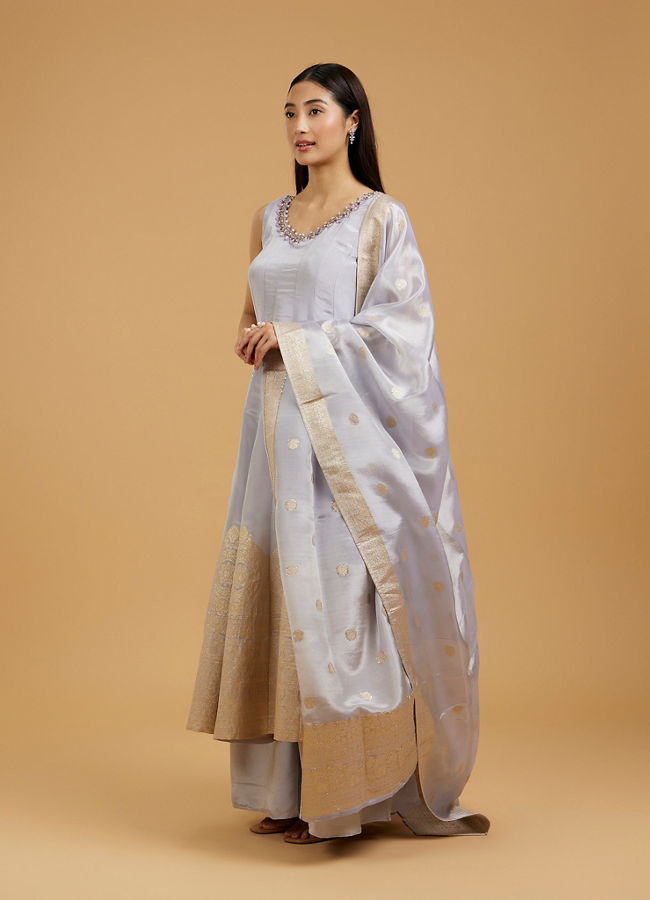 Mohey Women Lilac Tissue Infused Anarkali Suit
