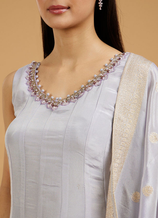 Mohey Women Lilac Tissue Infused Anarkali Suit