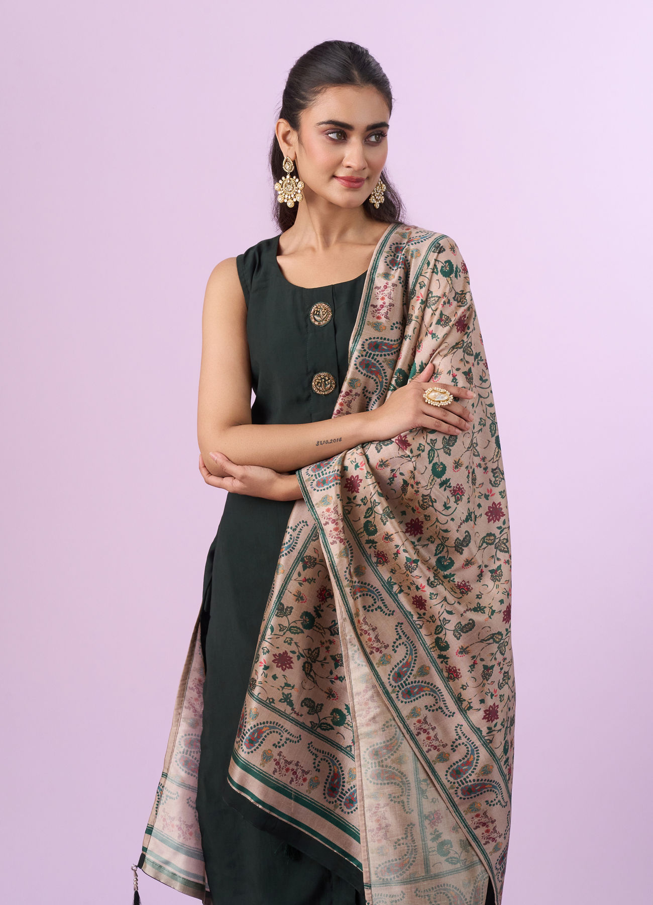 Mohey Women Emerald Green Straight Suit