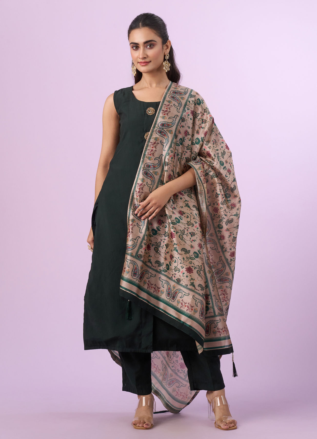 Mohey Women Emerald Green Straight Suit