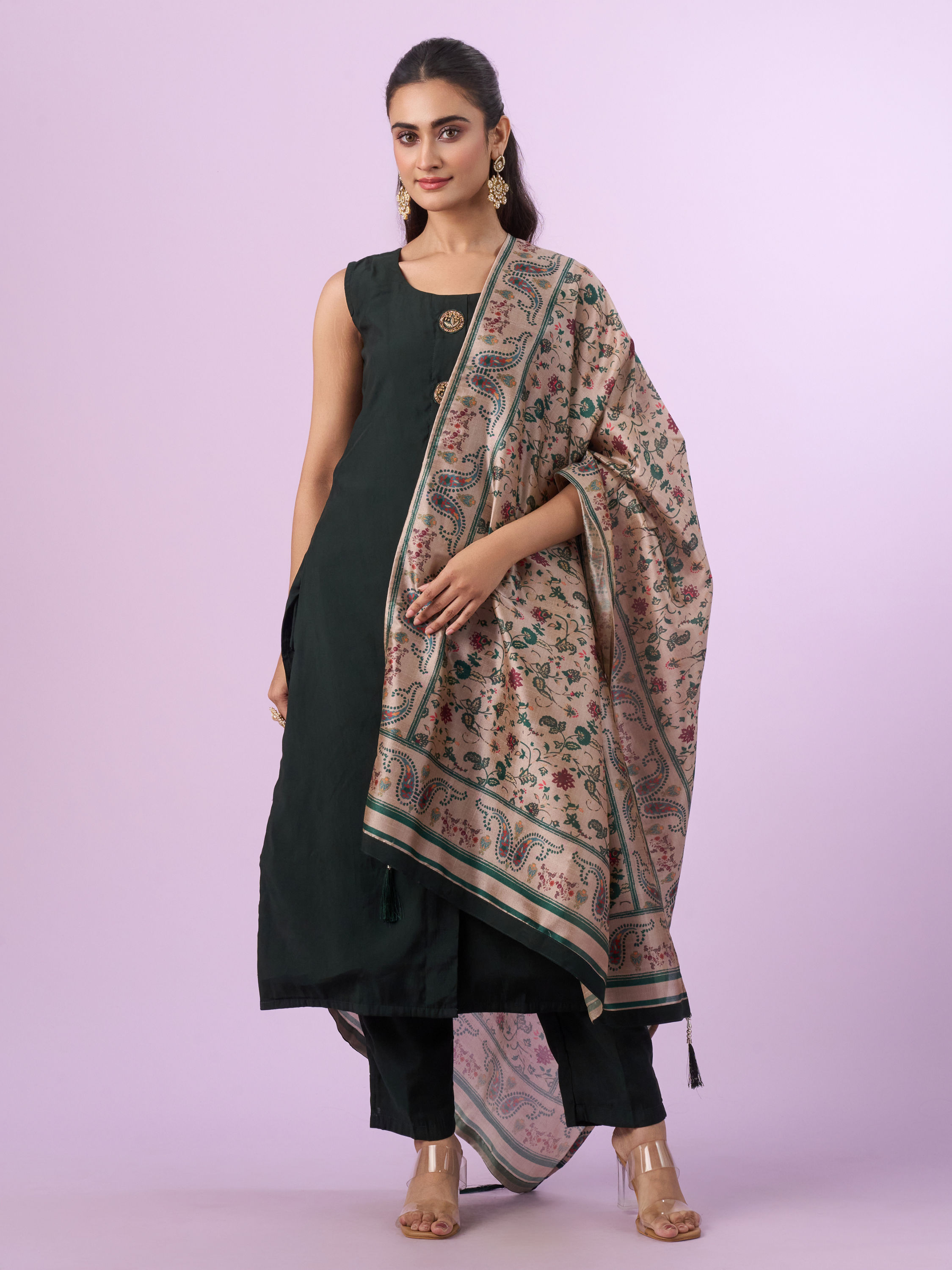 Mohey Women Emerald Green Straight Suit