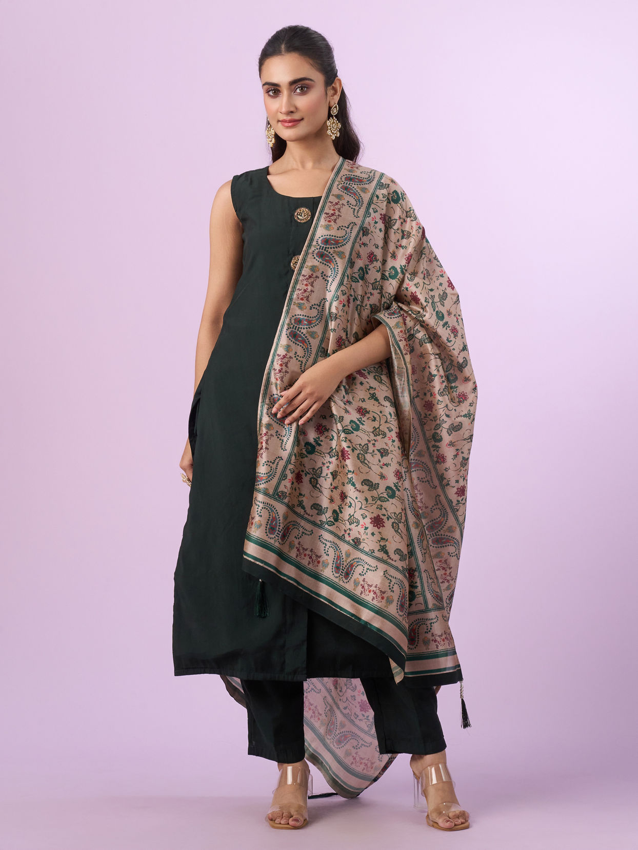 Mohey Women Emerald Green Straight Suit