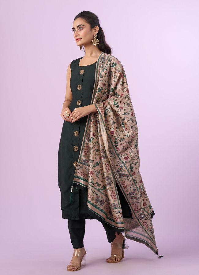 Mohey Women Emerald Green Straight Suit