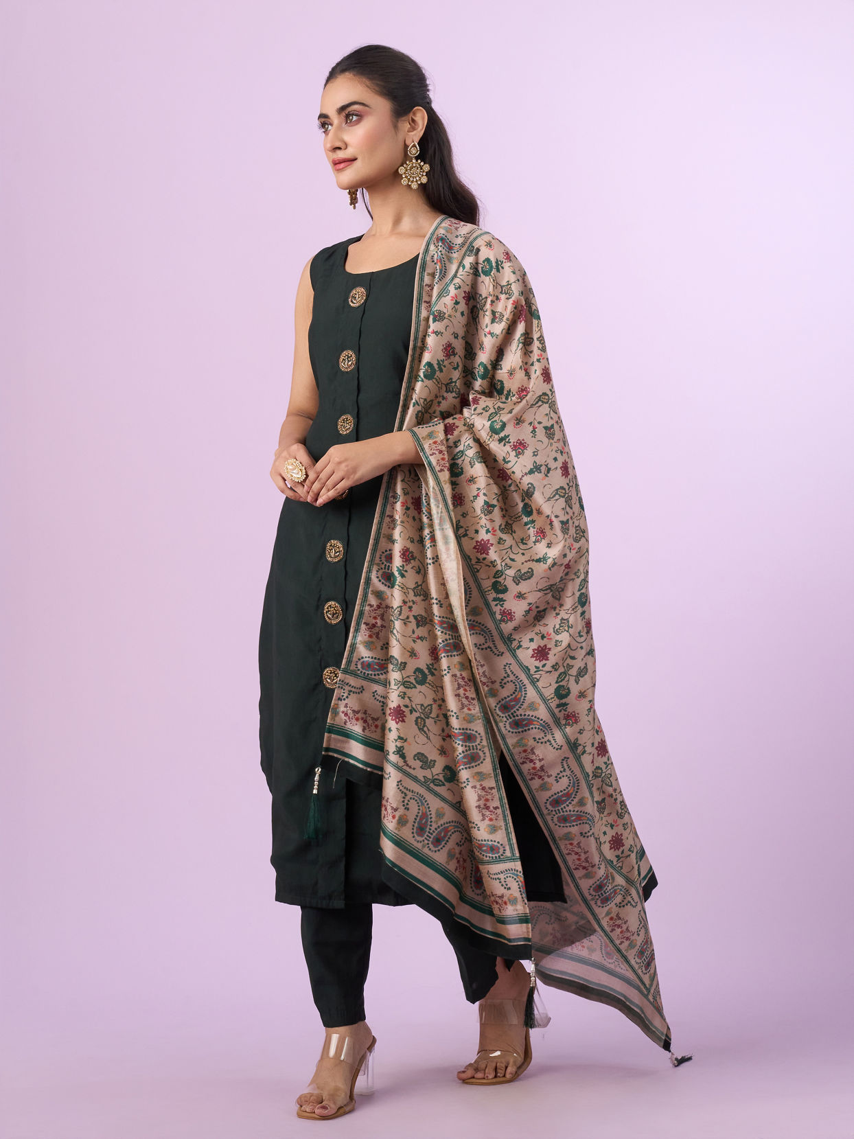 Mohey Women Emerald Green Straight Suit