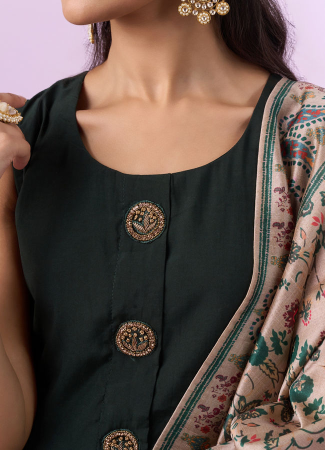 Mohey Women Emerald Green Straight Suit