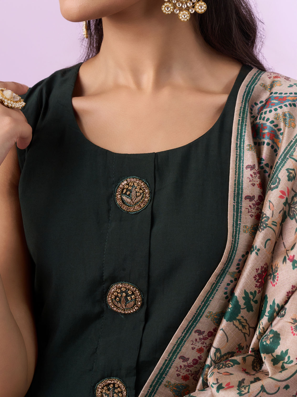 Mohey Women Emerald Green Straight Suit