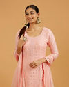 Mohey Women Light Pink Ogee Patterned Floral Embroidered Suit Set