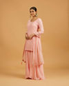 Mohey Women Light Pink Ogee Patterned Floral Embroidered Suit Set
