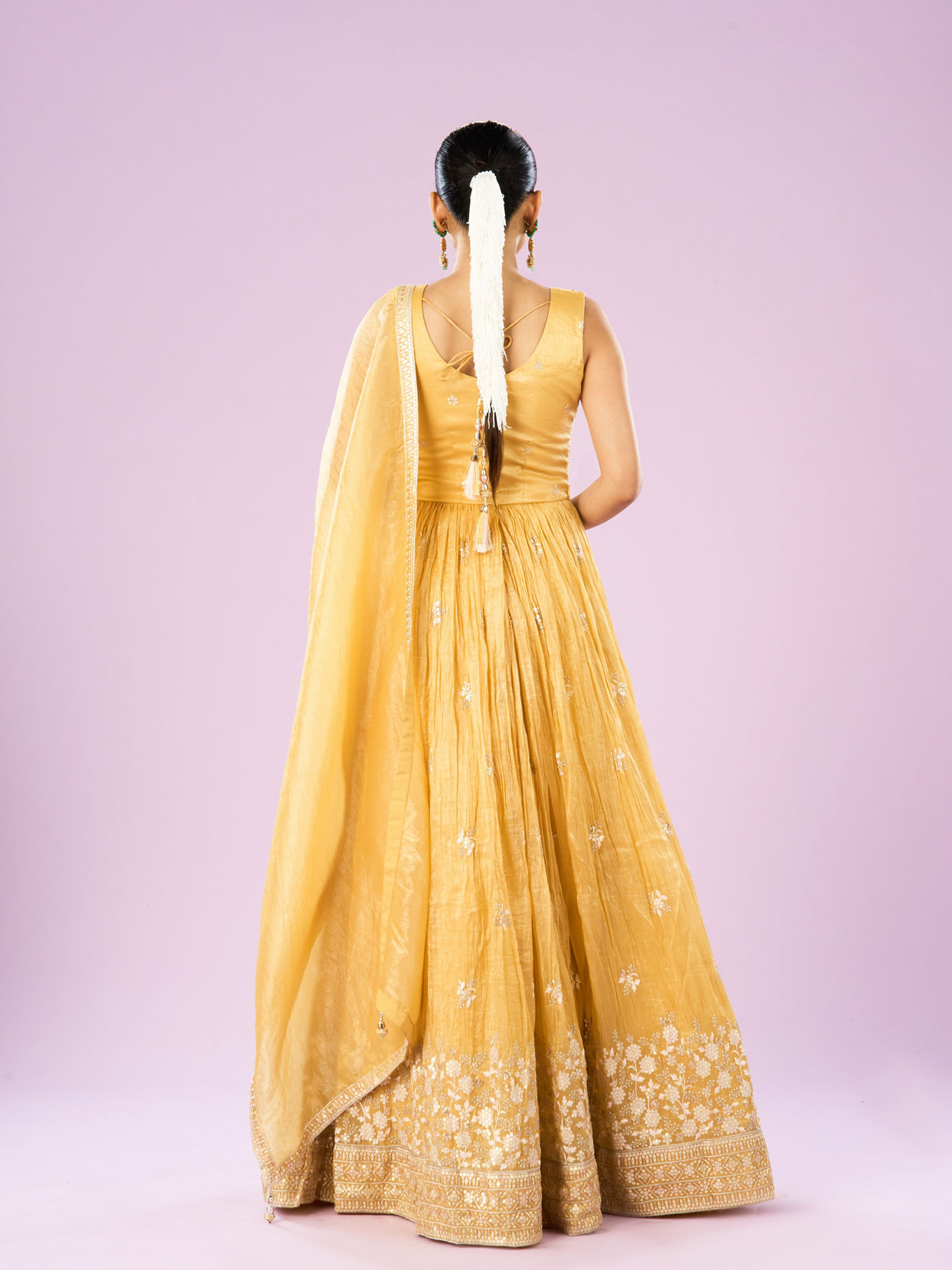 Mohey Women Enigmatic Yellow Anarkali Stitched Suit
