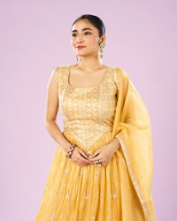 Mohey Women Enigmatic Yellow Anarkali Stitched Suit