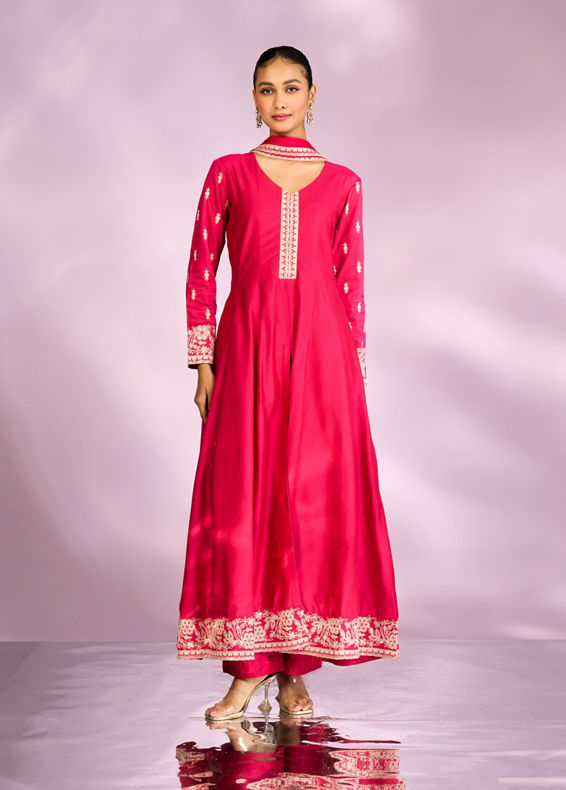 Mohey Women Royal Rani Pink Anarkali Suit
