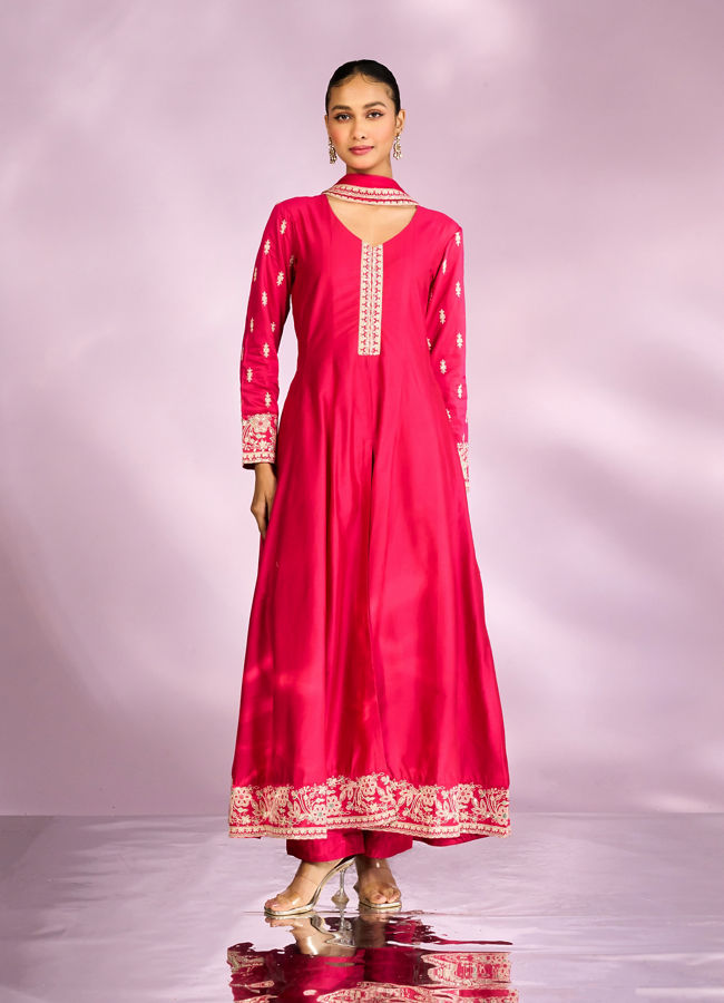 Mohey Women Royal Rani Pink Anarkali Suit