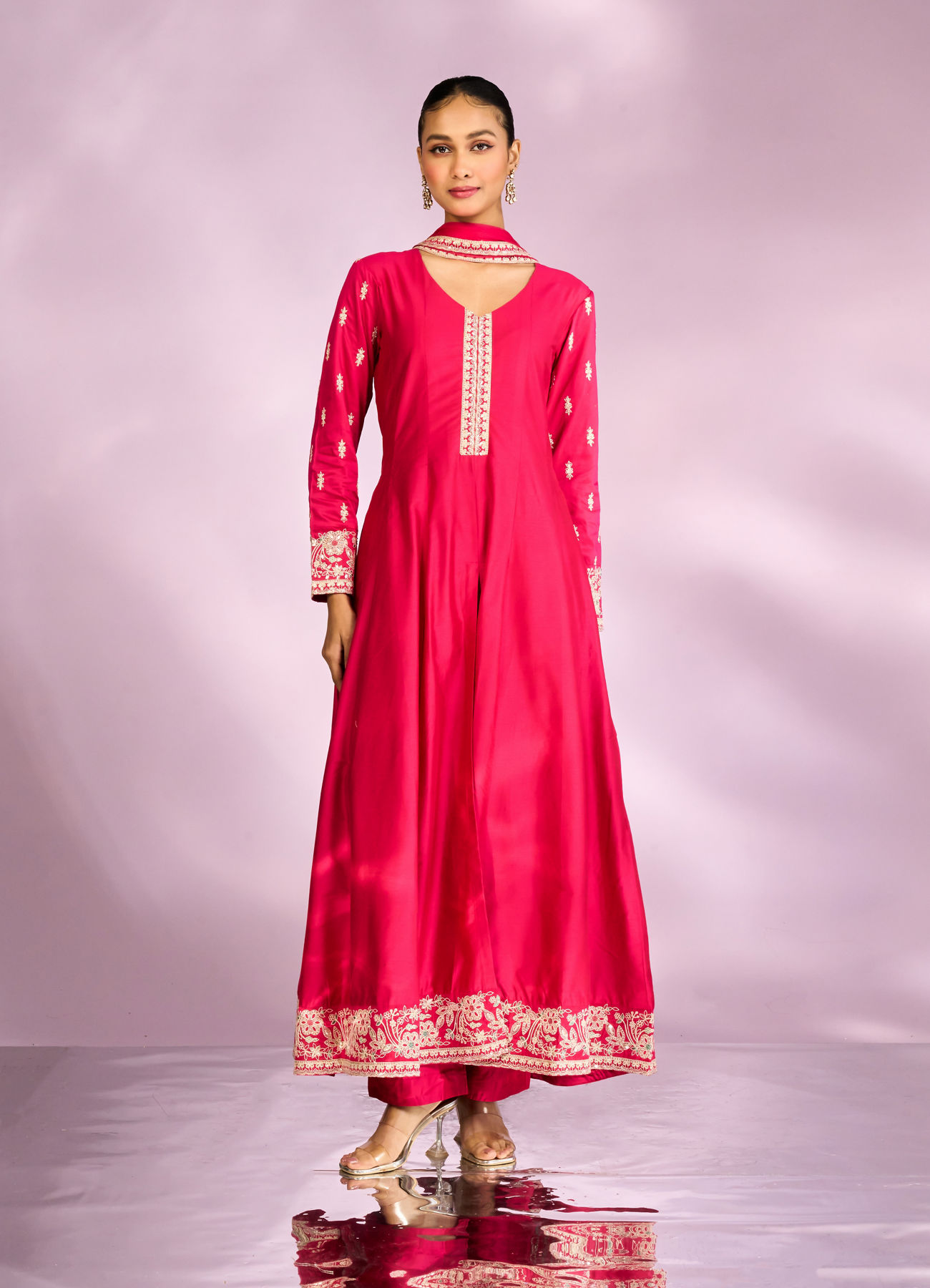 Mohey Women Royal Rani Pink Anarkali Suit