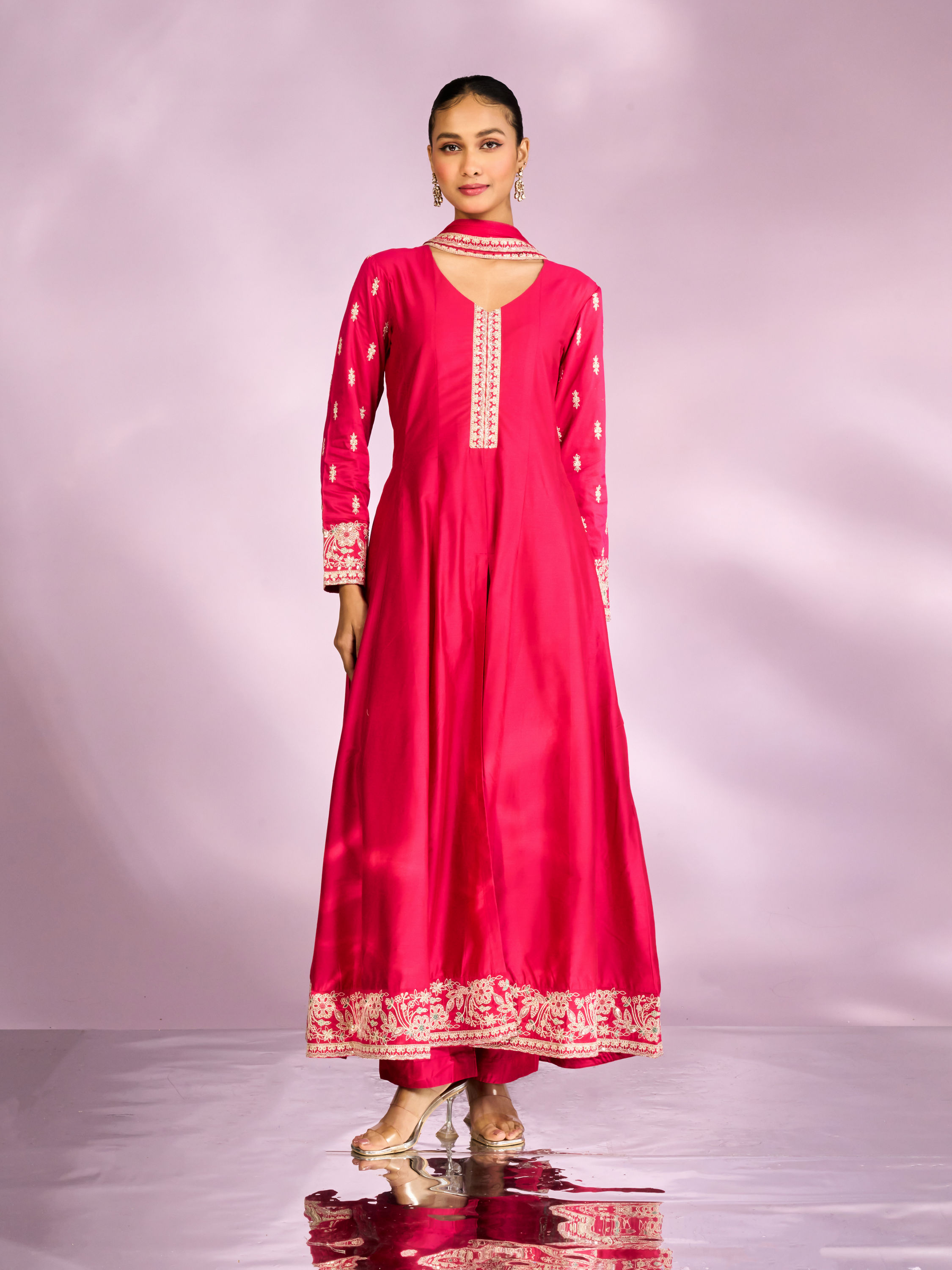 Mohey Women Royal Rani Pink Anarkali Suit