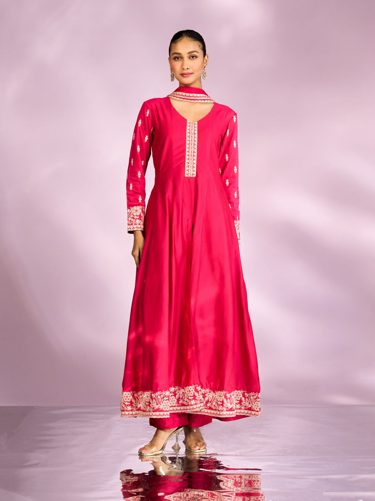 Mohey Women Royal Rani Pink Anarkali Suit