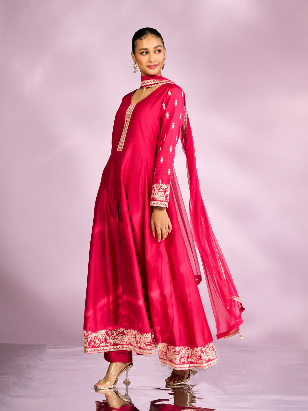 Mohey Women Royal Rani Pink Anarkali Suit