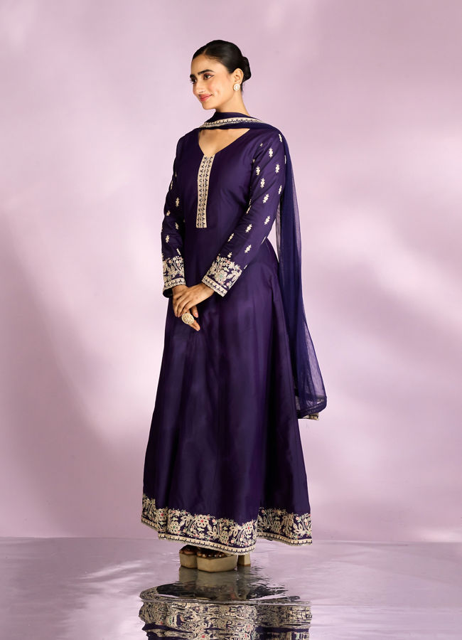 Mohey Women Regal Purple Anarkali Suit