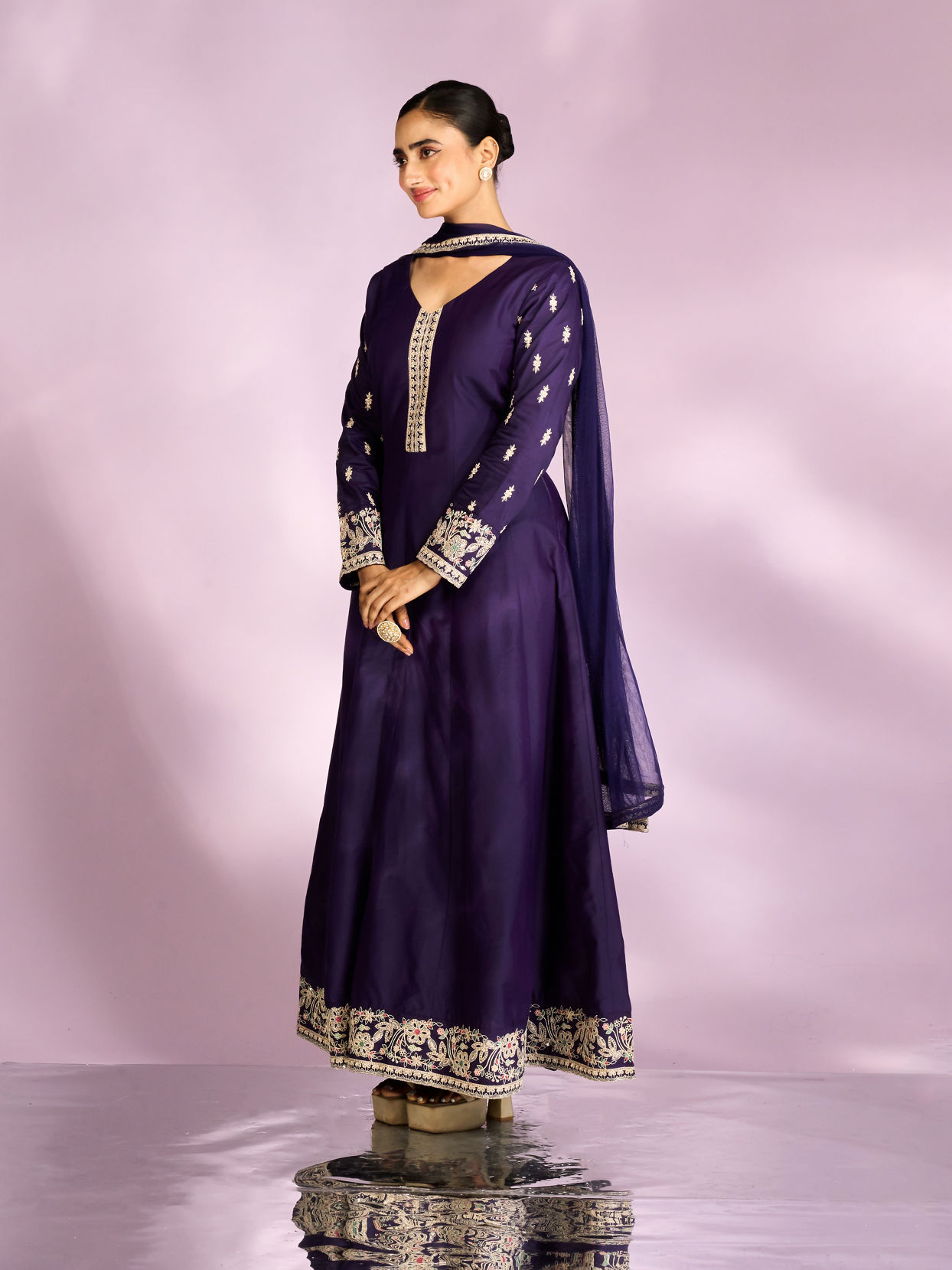 Mohey Women Regal Purple Anarkali Suit