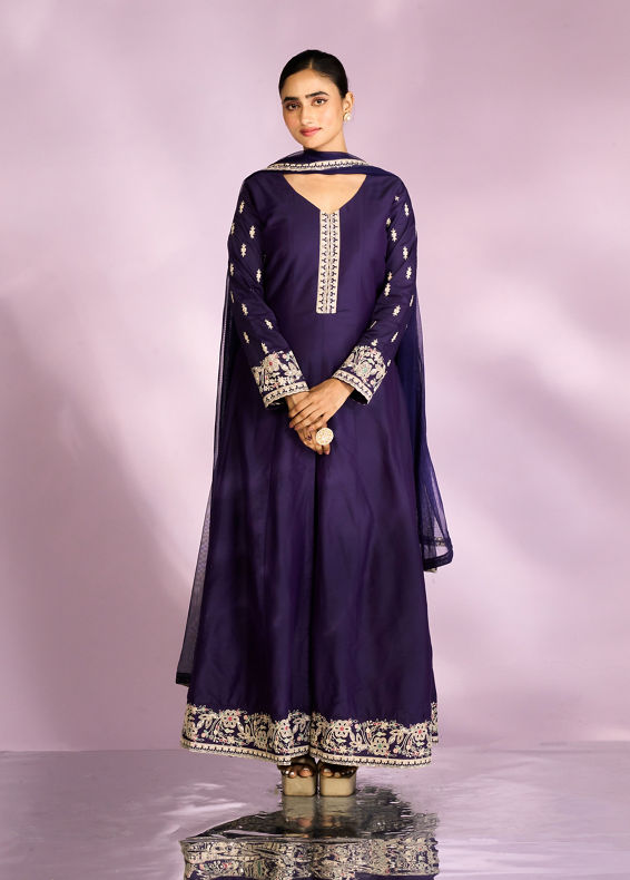 Mohey Women Regal Purple Anarkali Suit
