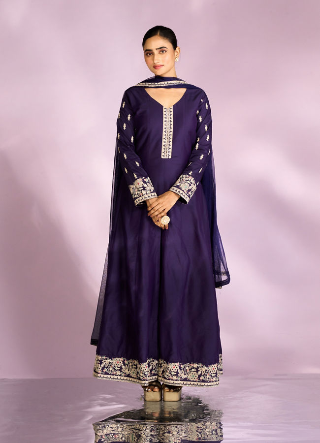Mohey Women Regal Purple Anarkali Suit
