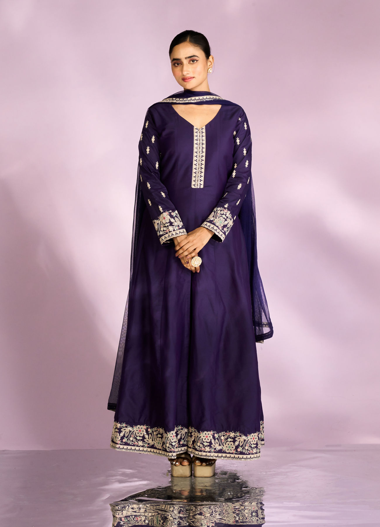 Mohey Women Regal Purple Anarkali Suit