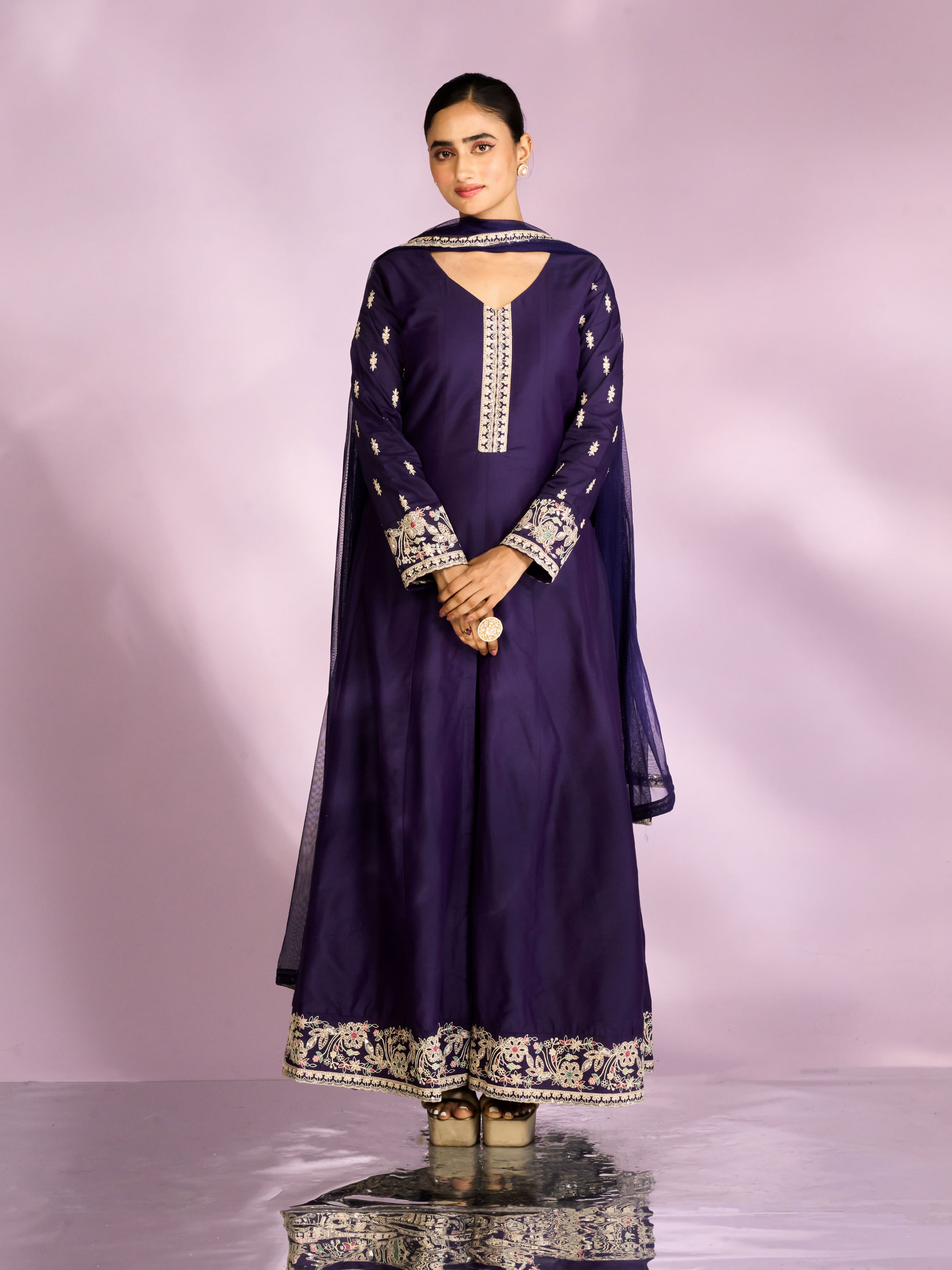 Mohey Women Regal Purple Anarkali Suit