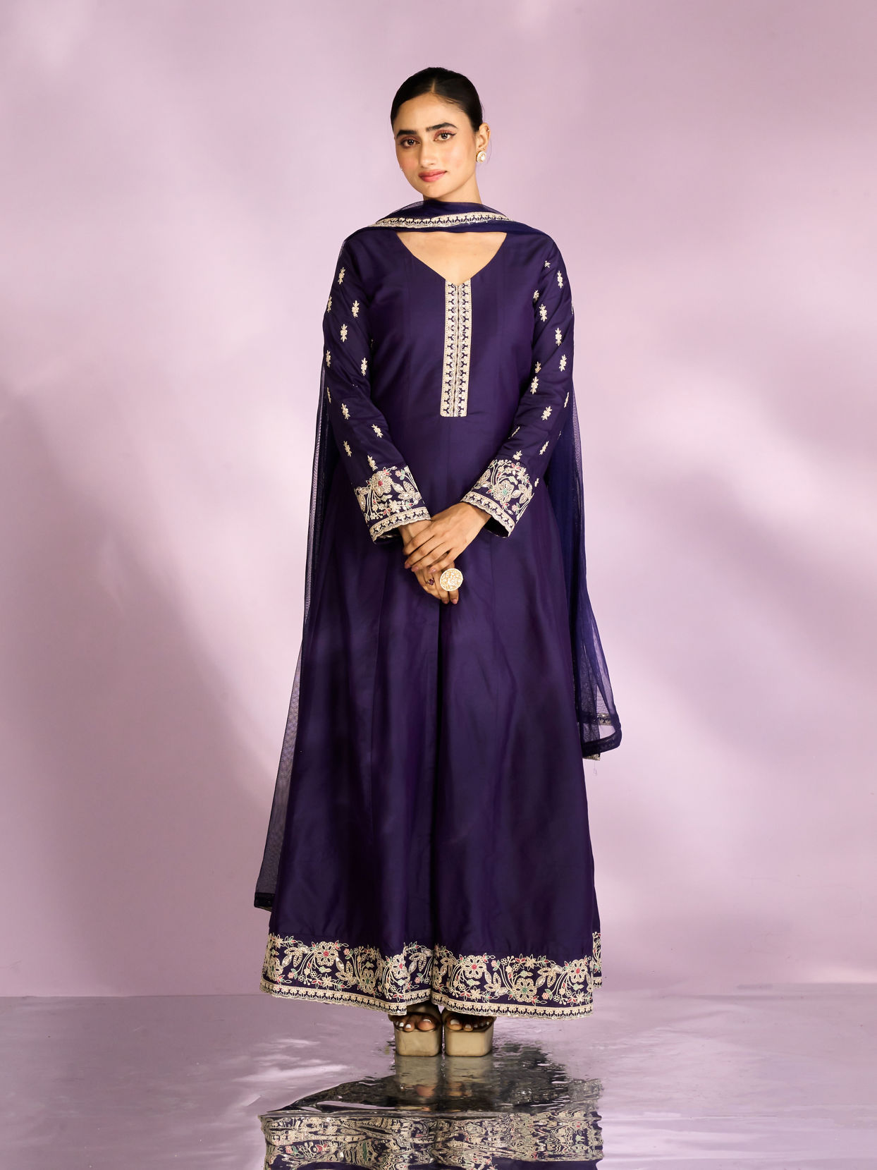 Mohey Women Regal Purple Anarkali Suit