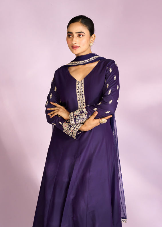 Mohey Women Regal Purple Anarkali Suit
