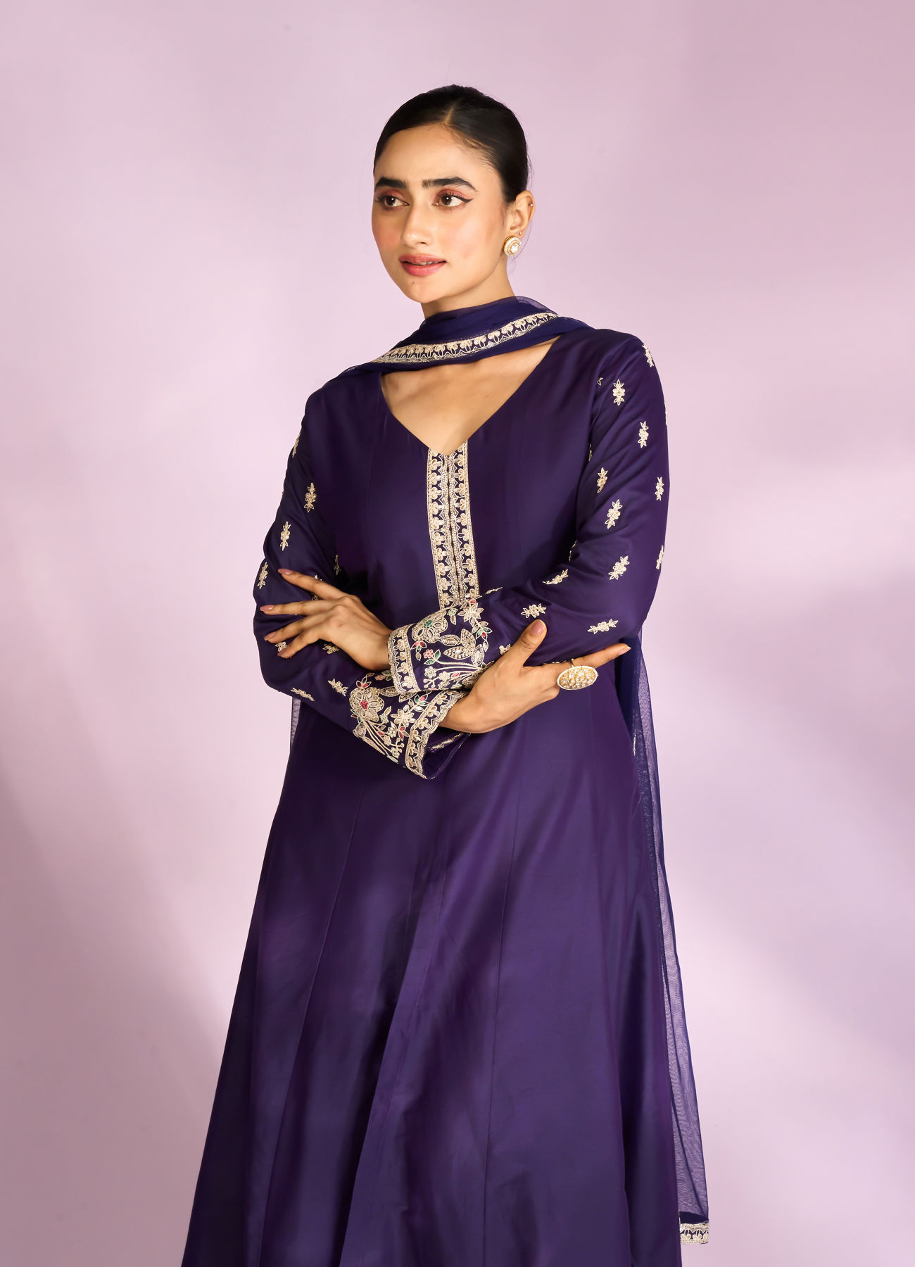 Mohey Women Regal Purple Anarkali Suit