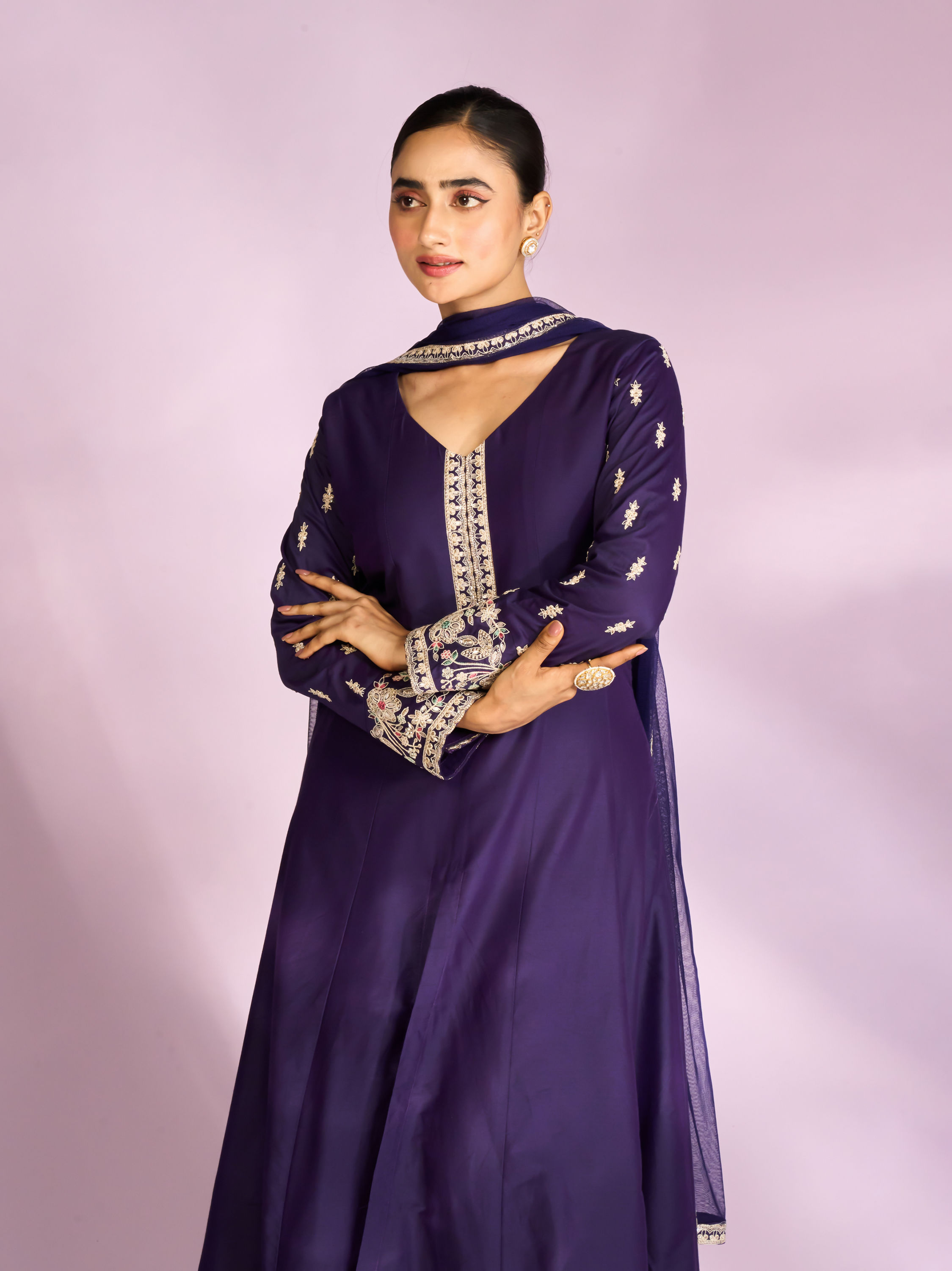 Mohey Women Regal Purple Anarkali Suit