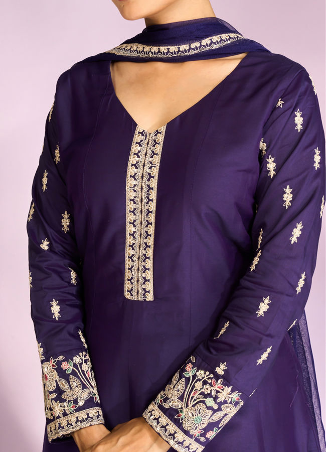 Mohey Women Regal Purple Anarkali Suit