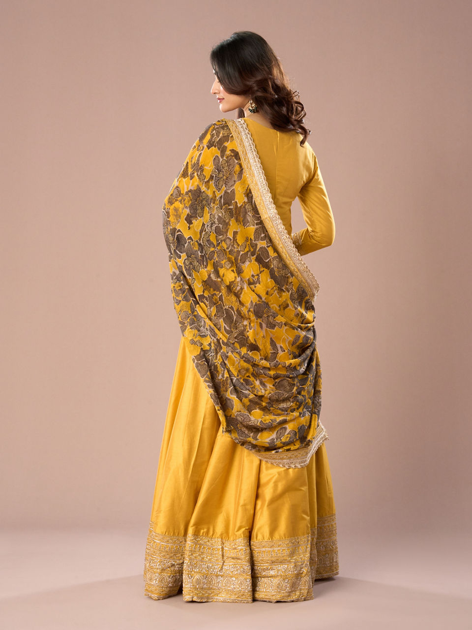 Mohey Women Lustrous Mustard Yellow Anarkali Suit