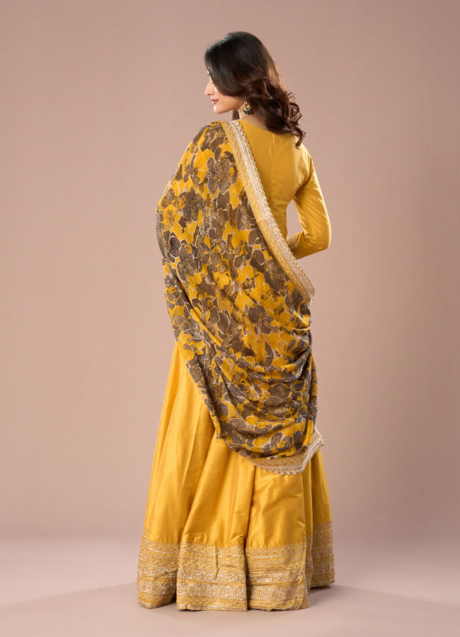 Mohey Women Lustrous Mustard Yellow Anarkali Suit
