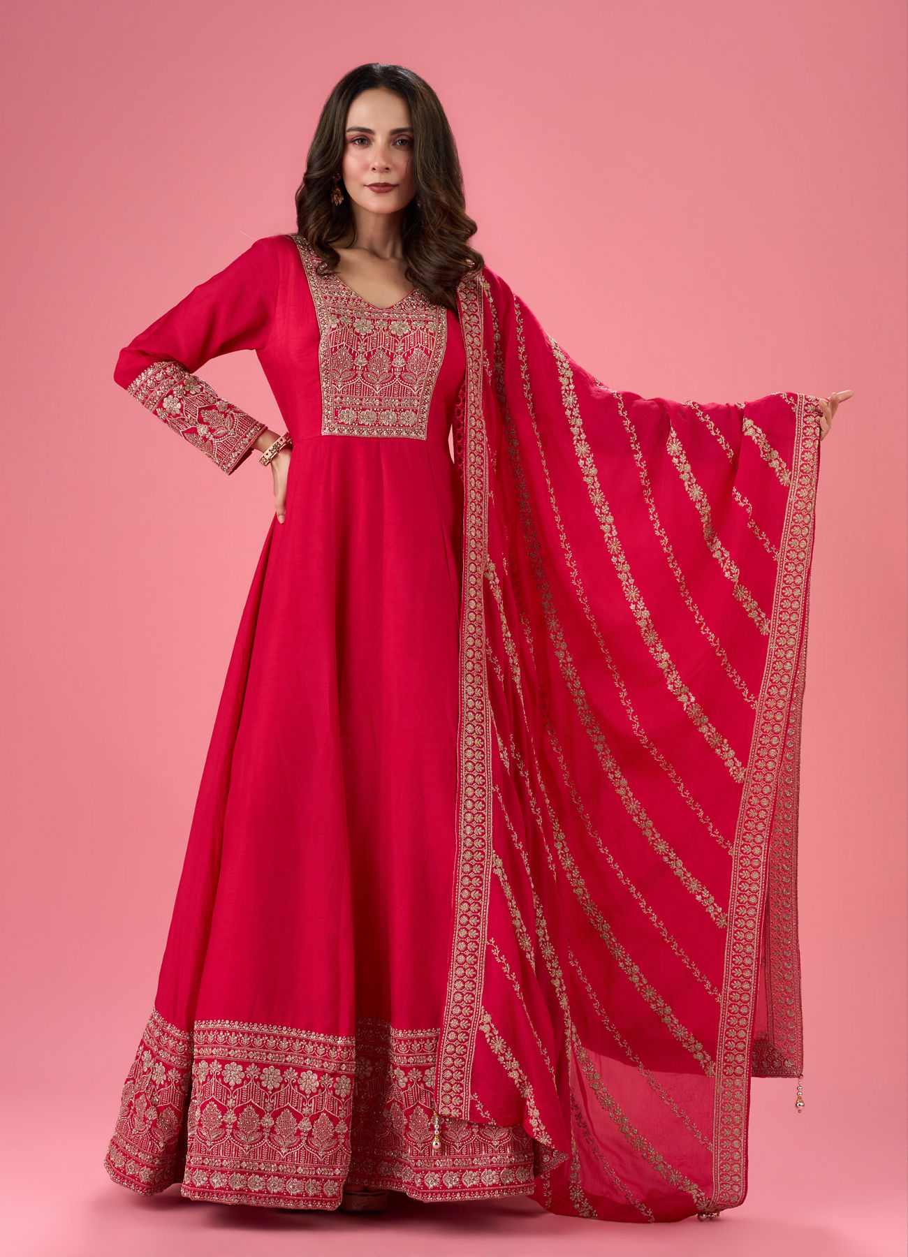 Mohey Women Rani Pink Allure Anarkali Suit