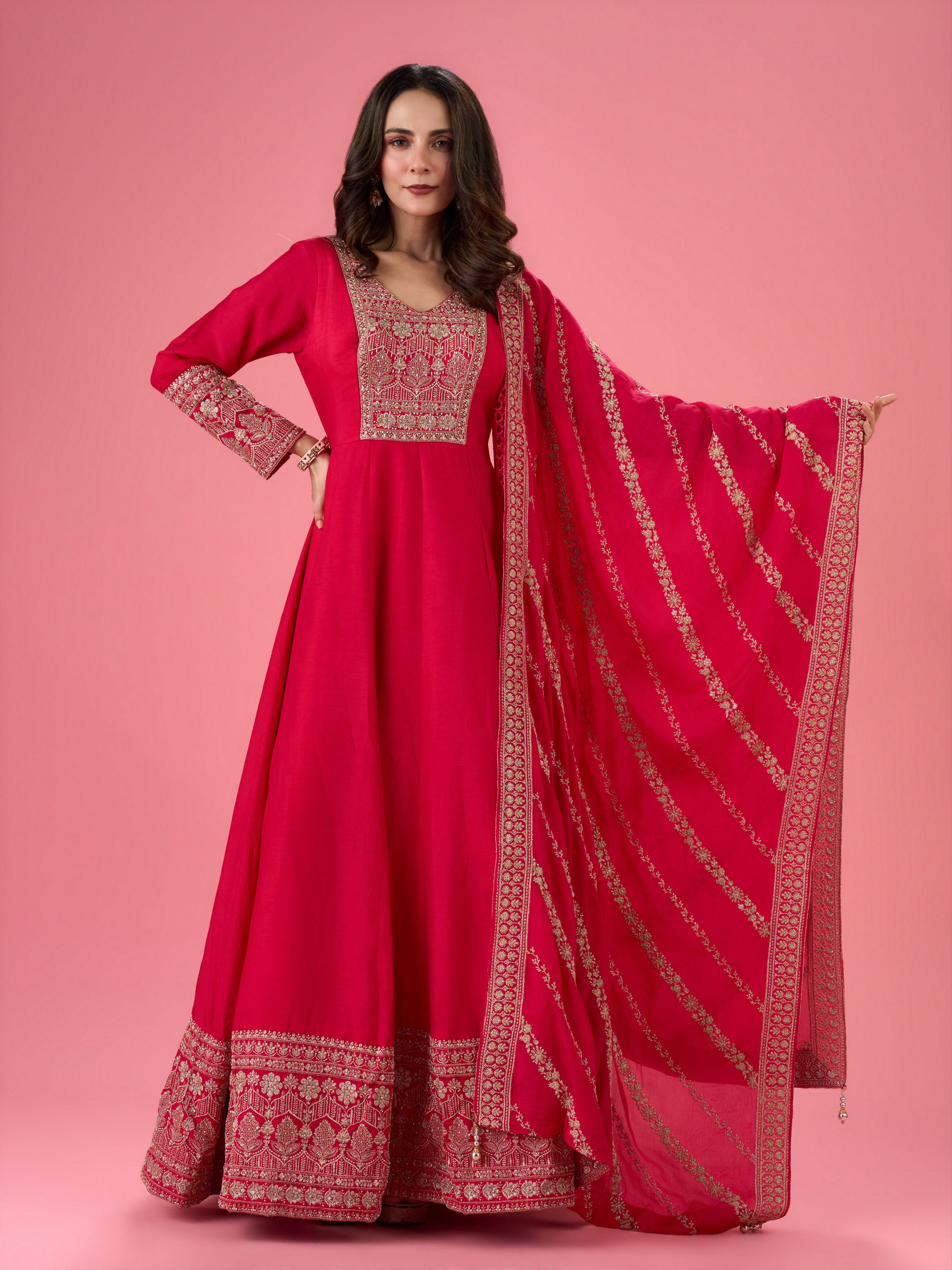 Mohey Women Rani Pink Allure Anarkali Suit