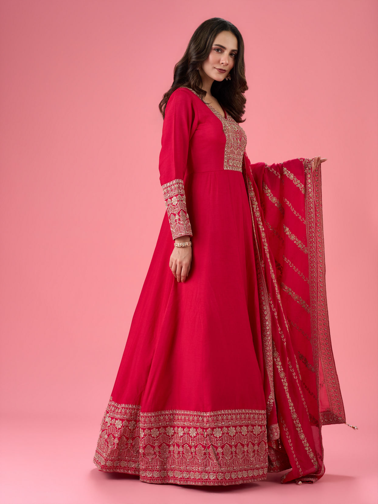 Mohey Women Rani Pink Allure Anarkali Suit